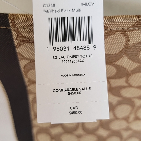 NWT $450 Dempsey Tote 40 In Signature Jacquard With Stripe And Coach Patch - Picture 10 of 13
